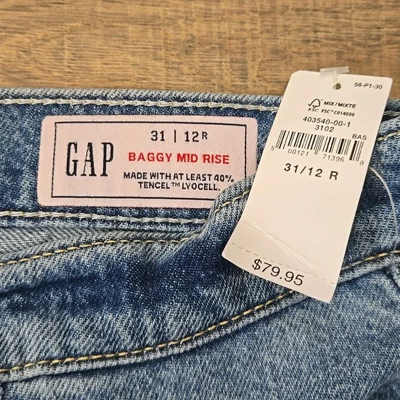 Women's GAP Baggy Mid Rise Jeans 12R - Picture 2 of 4